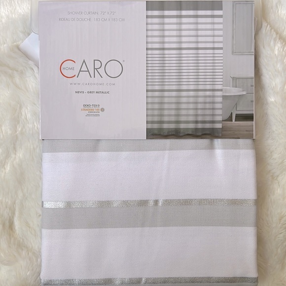 Caro Home Bath Nwt Caro Home Shower Curtain 72 X 72 Grey Metallic
